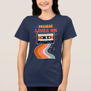 Retro Cassette-bandsändning - Musik lever på Vinta T Shirt