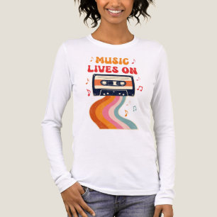 Retro Cassette-bandsändning - Musik lever på Vinta T Shirt