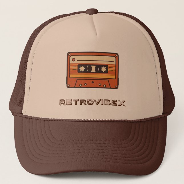 Retro Cassette Hat - RETROVIBEX Vintage Music Cap Keps (Framsida)