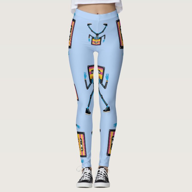 Retro Cassette Man Leggings (Framsida)