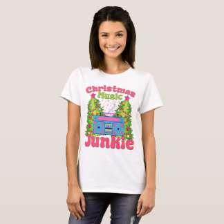 Retro Cassette Player 80 för julmusik Junkie T Shirt