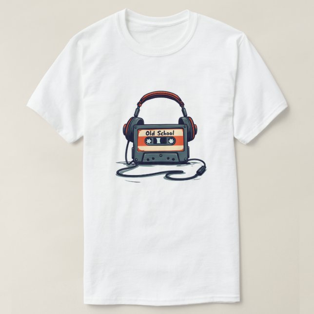 Retro Cassette Player med hörlurar T Shirt (Design framsida)