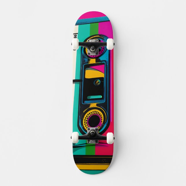 Retro Cassette popart stil Mini Skateboard Bräda 18,5 Cm (Framsida)