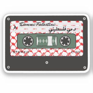 Retro Cassette Red Keffiyeh Palestine Artwork Klistermärken