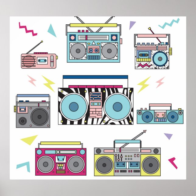 Retro Cassette-spelare: 80:s Vintage Art Poster (Framsidan)