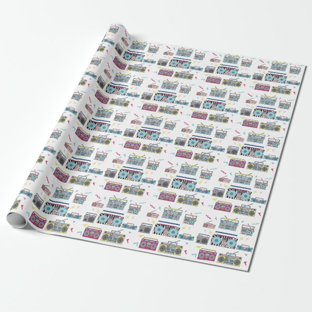Retro Cassette-spelare: 80:s Vintage Art Presentpapper (Utrullad)