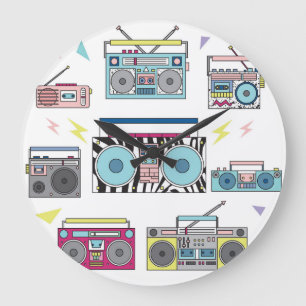 Retro Cassette-spelare: 80:s Vintage Art Stor Klocka