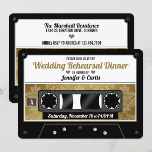 Retro Cassette Tape Bröllop Rehearsal Dinner Invit Inbjudningar
