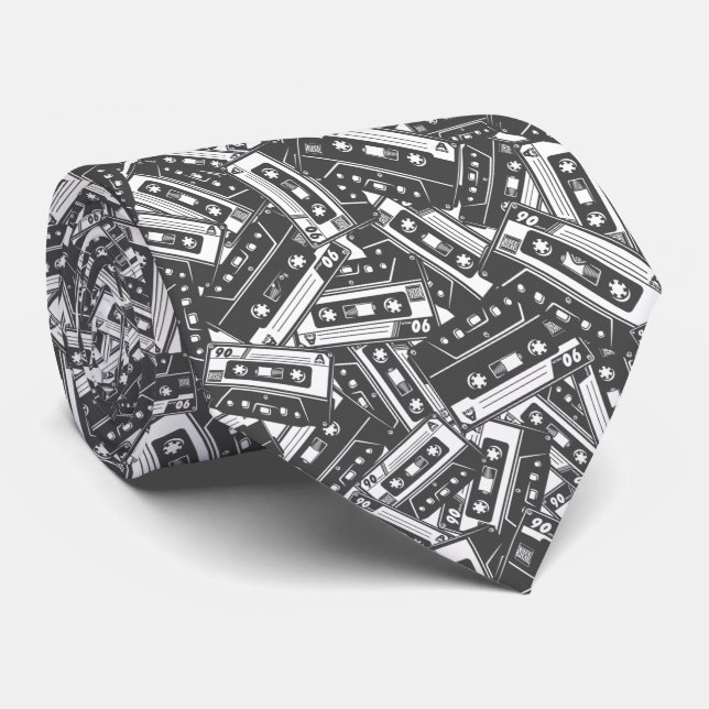 Retro Cassette Tape Mönster Neck Tie Slips (Rullad)