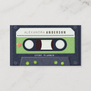 Retro Cassette Tape Music Grönt Visitkort