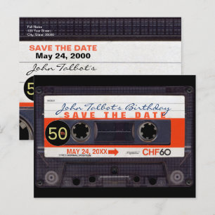 Retro Cassette Tape S 50-årsdag Spara datumet Inbjudan Vykort