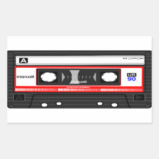 RETRO CASSETTE TAPE STICKER 70s 80s 90s Rektangulärt Klistermärke