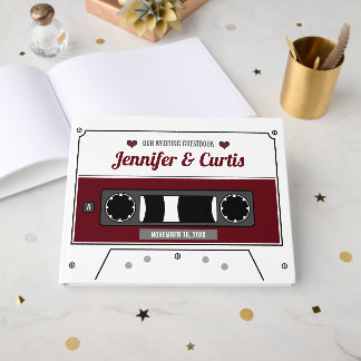 Retro Cassette Tape Vin Red Bröllop Gästböcker