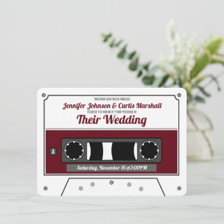 Retro Cassette Tape Vin Red Bröllop Inbjudningar