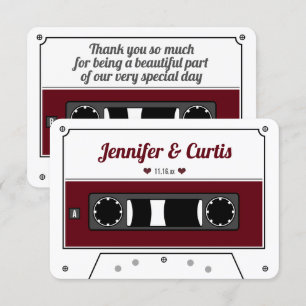 Retro Cassette Tape Vin Red Wedding Favor Tack Kort