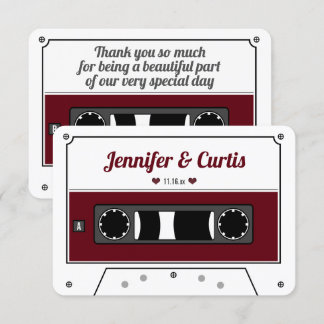 Retro Cassette Tape Vin Red Wedding Favor Tack Kort