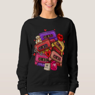 Retro Cassette Tapes Music Red Heart Lycklig Valen T Shirt