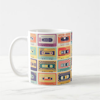 Retro Cassette Tapes Vintage Mönster. Kaffemugg