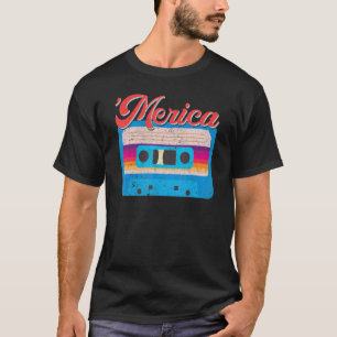 Retro Cassettes Mixtapes Merica Retro 1980 s Vinta T Shirt