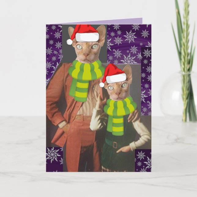 RETRO CAT 1970:S FUNNY CHRISTMAS-KORT HELGKORT (Framsida)