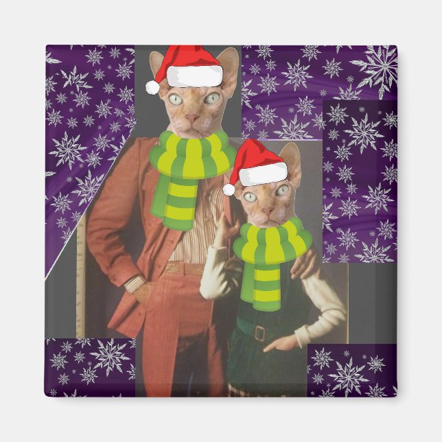 RETRO CAT 1970's FUNNY CHRISTMAS MAGNET (Framsidan)