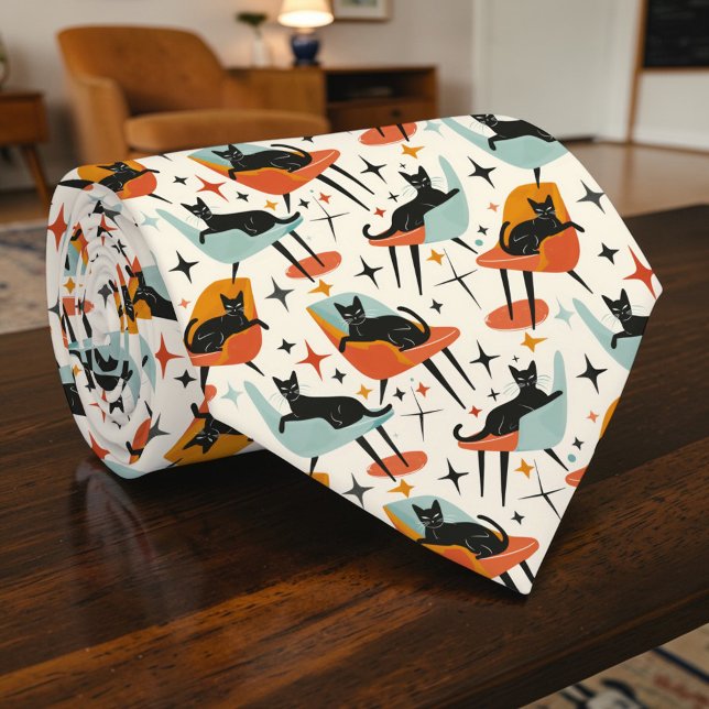 Retro Cat 50s Graphic Custom Necktie Slips (Skapare uppladdad)