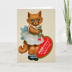 Retro Cat Alla hjärtans dagskort Helgkort