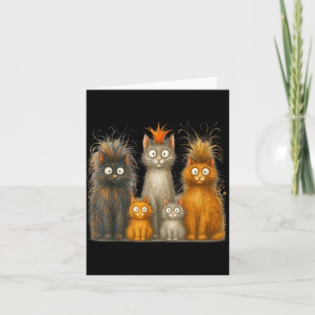 Retro Cat Art Crazy Funny Kitten Gift Men Women Bo Kort (Framsida)