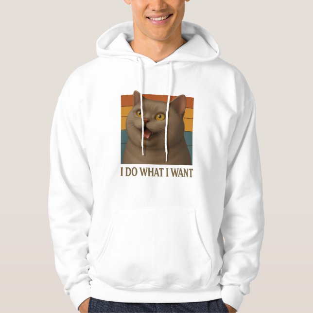 Retro Cat Attityd Hoodie (Framsida)