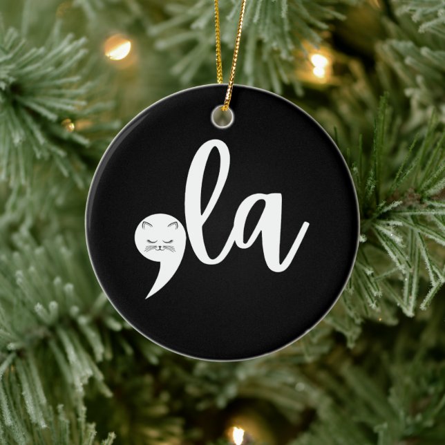 Retro Cat Comma La Kamala Harris 2024 Val Julgransprydnad Keramik (Träd)