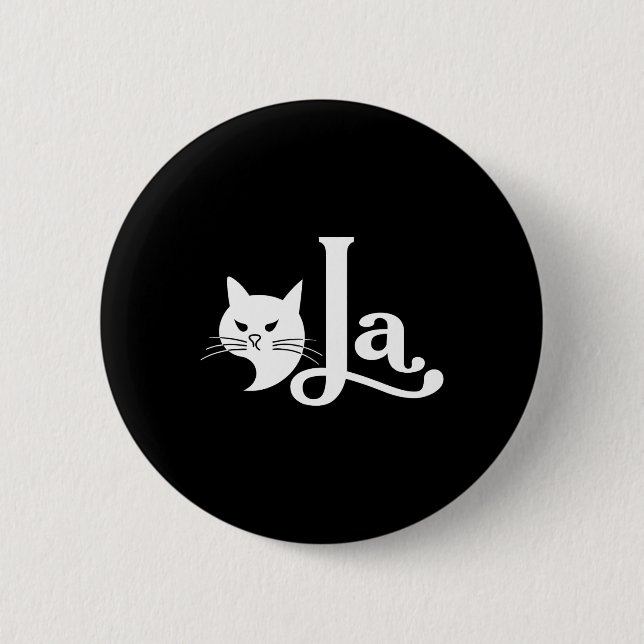 Retro Cat Comma La Kamala Harris för president 200 Knapp (Framsida)