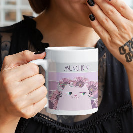 Retro Cat Cute Blommigt Mugg