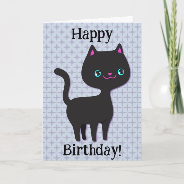 Retro Cat Cute Pun Birthday Card Kort (Framsida)