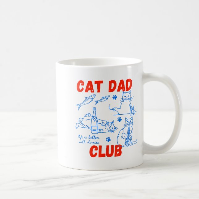 Retro Cat Dad Club Life Is Better With Cats Funny  Kaffemugg (Höger)