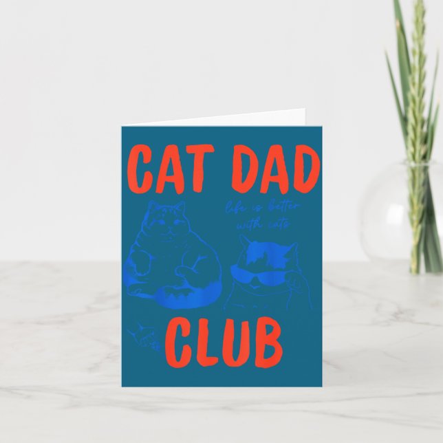 Retro Cat Dad Club Life Is Better With Cats Funny  Kort (Framsida)