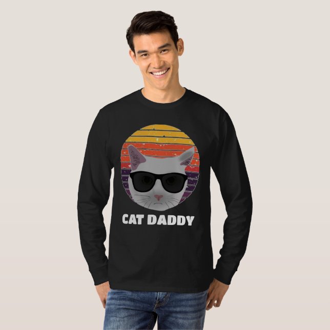 RETRO CAT DADDY VINTAGE 80s STIL T-SHIRTS (Hel framsida)