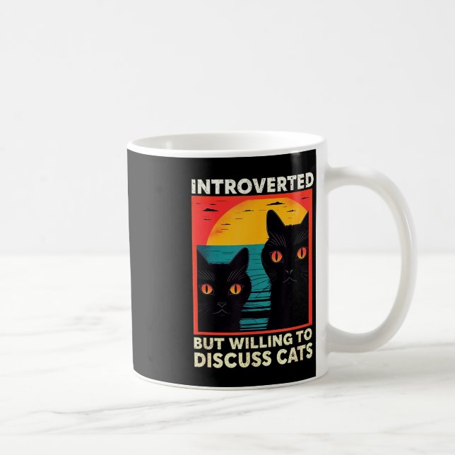 Retro Cat Funny Introverted But Willing To Discuss Kaffemugg (Höger)