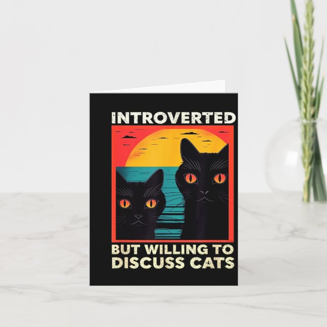 Retro Cat Funny Introverted But Willing To Discuss Kort (Framsida)