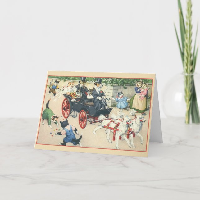 Retro Cat Giftermål Bröllop-kort Kort (Framsida)