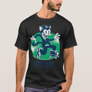 Retro Cat i Kostym RollerSkating på en Record Veni T Shirt