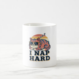 Retro Cat I Nap Hard White Coffee Mug Kaffemugg