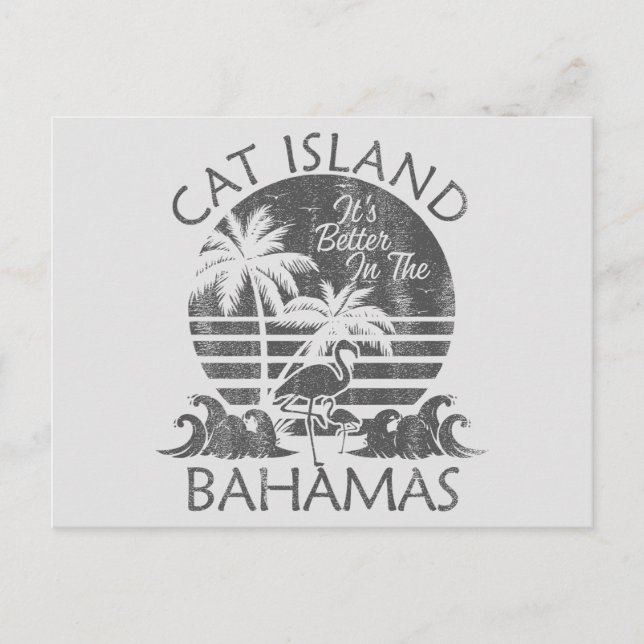 Retro Cat Island Bahamas Postcard Vacation Cruise Vykort (Framsida)