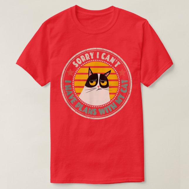 Retro Cat jag kan tyvärr inte ha planer med min C T Shirt (Design framsida)
