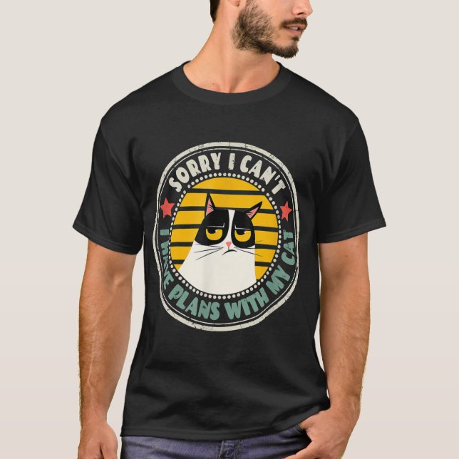 Retro Cat jag kan tyvärr inte ha planer med mitt k T Shirt (Framsida)