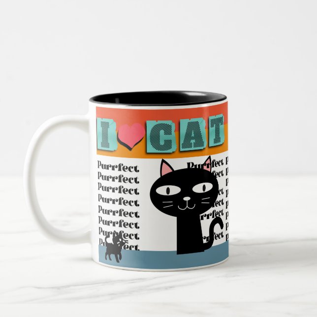 Retro Cat Lover Graphic Två-Tonad Mugg (Vänster)