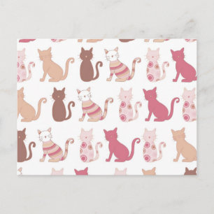 Retro Cat Lovers Mönster Vykort