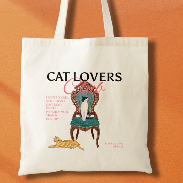 Retro Cat Lovers Tygkasse (Retro cat lovers tote bag.)