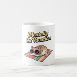 Retro Cat Mentally Checked Out White Mug Kaffemugg