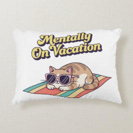 Retro Cat Mentally On Vacation Rectangular Pillow Prydnadskudde