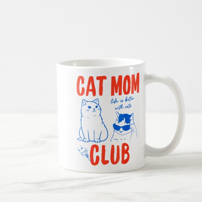 Retro Cat Mom Club Funny Cat Meme Mama Grandma Mot Kaffemugg (Höger)